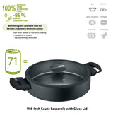 15446106 B. Green 11.5-Inch Sauté Casserole with Glass Lid