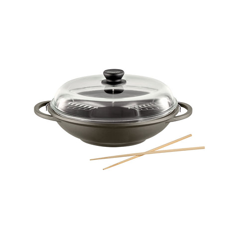 BRA Efficient Concave Wok/Cooking Pot 24 cm with Glass Lid and Silicone  Handles: Home & Kitchen 